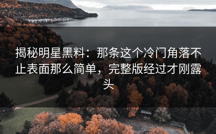 揭秘明星黑料：那条这个冷门角落不止表面那么简单，完整版经过才刚露头
