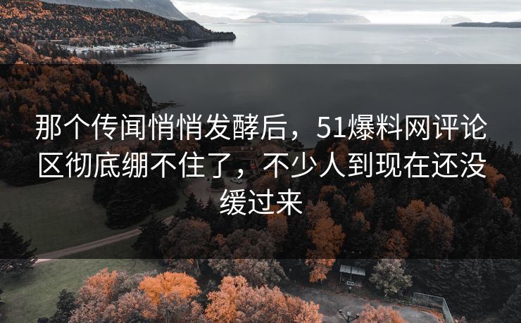 那个传闻悄悄发酵后,51爆料网评论区彻底绷不住了,不少人到现在还没缓过来 那个传闻悄悄发酵后,51爆料网评论区彻底绷不住了,不少人到现在还没缓过来